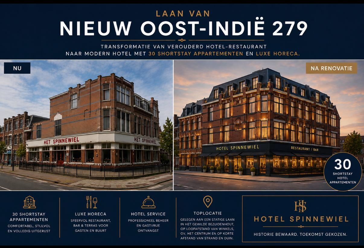 Transformatie Hotel Spinnewiel, Laan van Nieuw Oost-Indië 279 Den Haag